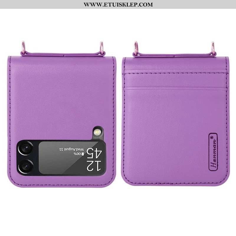 Etui do Samsung Galaxy Z Flip 4 Etui Folio Skórzany Styl Z Paskiem